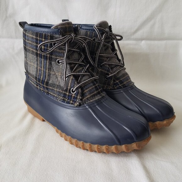 Portland Duck Boots Navy/plaid Size 8M Women - Picture 2 of 7